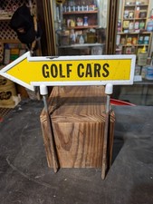 Vintage Original Golf Course All Metal Golf Carts Directional Ground Marker Sign