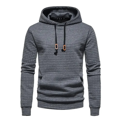 Autumn New Men's Hooded Sweatshirt Leisure Hoodie Checkered Sports Running Shirt - Picture 11 of 13