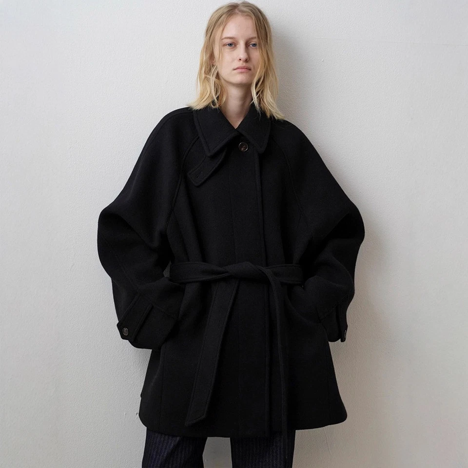Nuevo abrigo de lana con correa suelta para mujer THE ROW de lana otoño invierno Foto 3 de 4