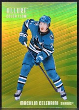 2025-26 UD Allure Color Flow Yellow-Green Macklin Celebrini CF-28 Sharks 5101