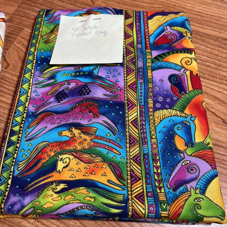 Ткань Laurel Burch МИФИЧЕСКИЕ ЛОШАДИ для ClothWorks фиолетовая яркие цвета 2 ярда - Изображение 2 из 4