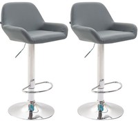 2Er Set Barhocker Braga Kunstleder Chrom Grau