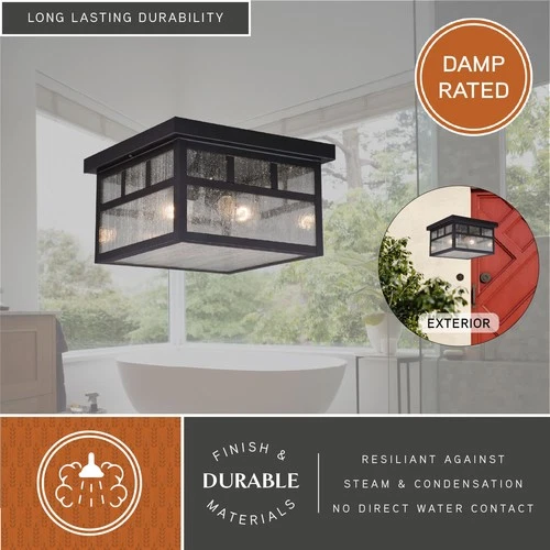 Vaxcel Lighting OF14611 Mission 2 Light Flush Mount Outdoor - Bronze - Picture 5 of 12