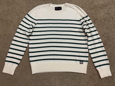 Helly Hansen Women's Molene 100% Merino Wool Sweater Emerald Stripe Size M