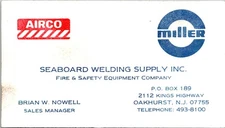 Seaboard Welding Supply Inc Fire Safety Oakhurst NJ Nowell Vintage Business Card