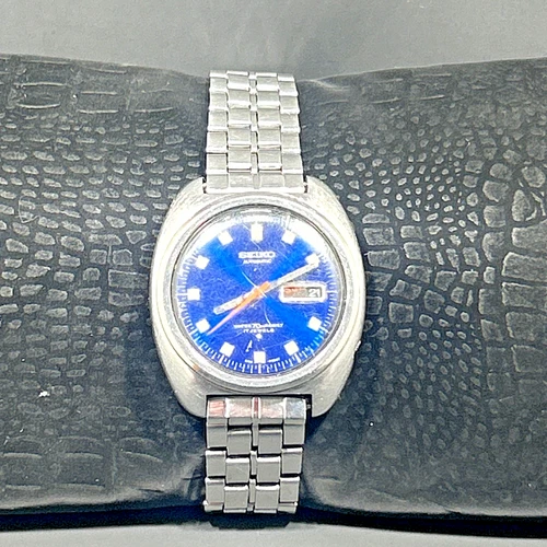 Vintage 1970s Seiko Dx 6106-865G Automatic Men's Watch Blue Dial Day/Date