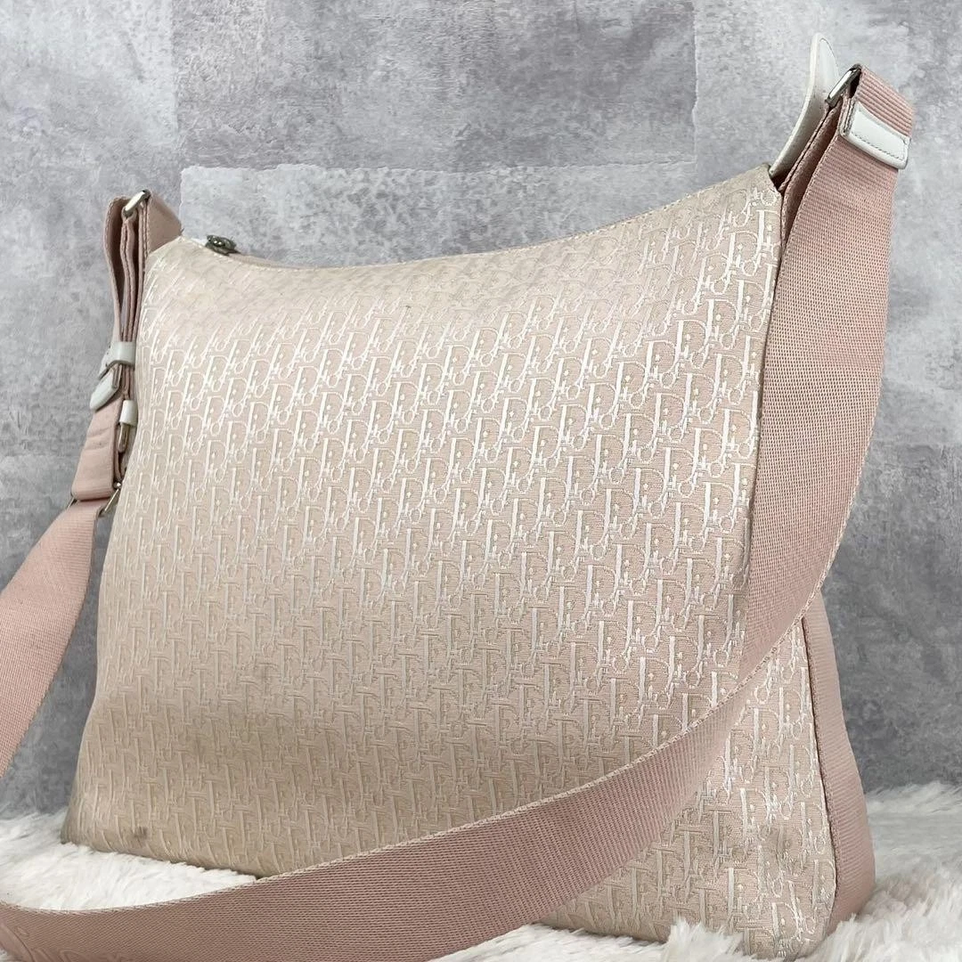 Sac bandoulière Christian Dior en toile motif trotteur