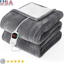 Electric Heated Blanket Flannel 10 Heat Levels Auto Shut Off Machine Washable US