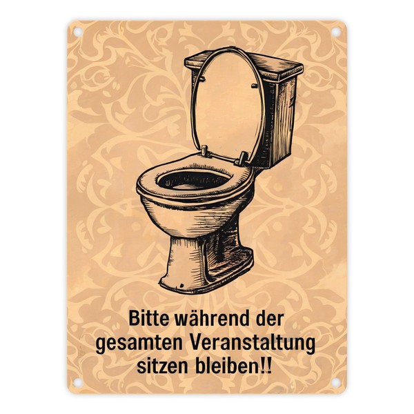 ToilettenschüSsel Metallschild In 15X20 Cm - Bitte Sitzen Bleiben-image