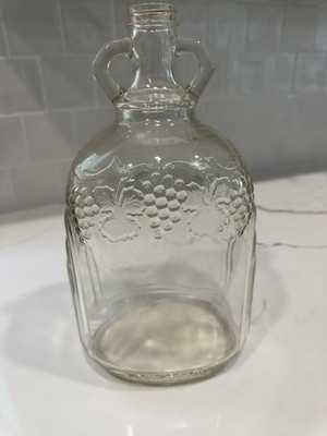 ANTIQUE GLASS WINE JUG GRAPE EMBOSSED ONE GALLON ART DECO BY BALL GLASS WITH CAP