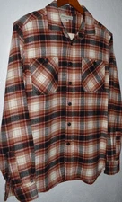 Frye and Co Flannel Shirt Mens M Brown Plaid Long Sleeve Pockets 100% Cotton