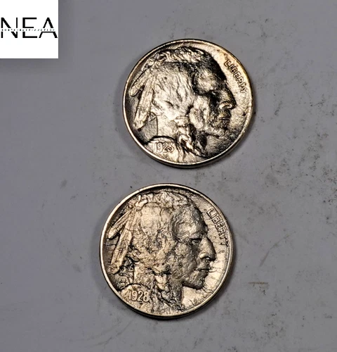 1923+1928 Buffalo Nickel Set/Lot ~ Almost Uncirculated AU ~ 2 Coins ~ ZBL46