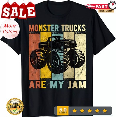 Monster Trucks Are My Jam Vintage Retro Monster Truck Casual T-shirt