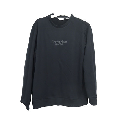 Calvin Klein Jeans NY Mens Black Pullover Streetwear Crew Neck Sweatshirt Large
