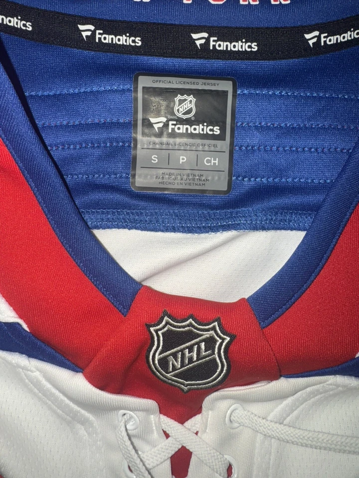 Camiseta deportiva para hombre NHL New York Rangers Fanatics Breakaway blanca talla pequeña Foto 2 de 4