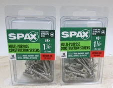 2 PACK SPAX #8 x 1-1/4-in Zinc-Plated Multi-Material Interior Wood Screws 60 Pcs