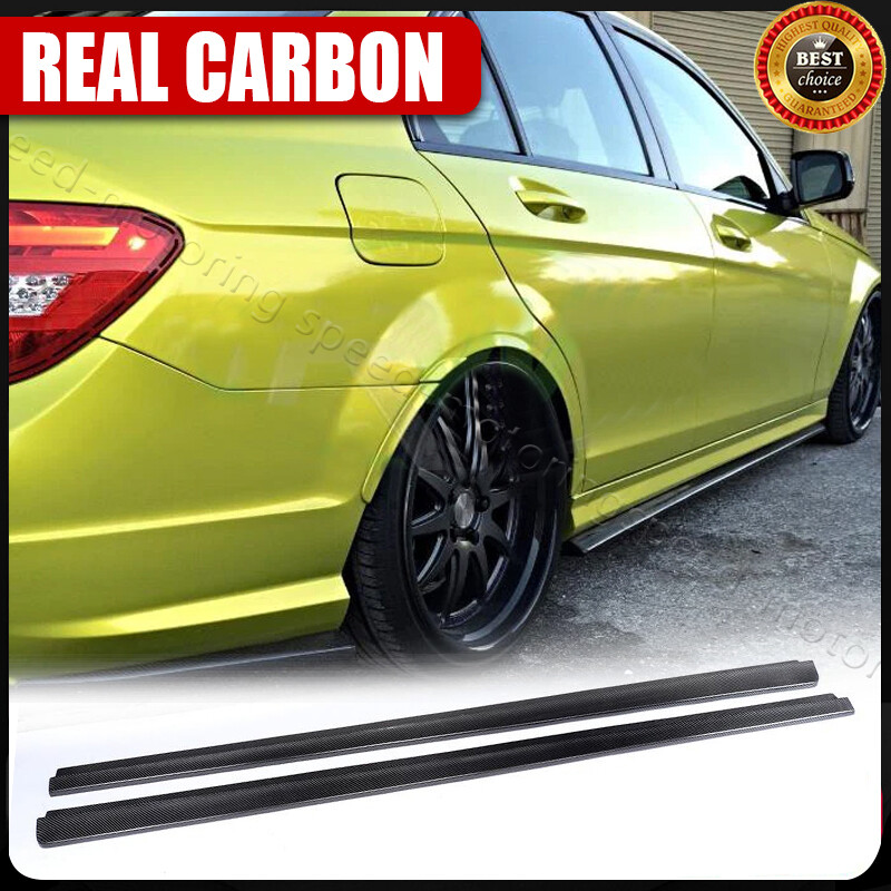 「90」カーボン ベンツ W204 C63 amg サイドスカート【送料無料】 For 2008-14 Mercedes Benz W204 C63 REAL Carbon Fiber Side Skirts