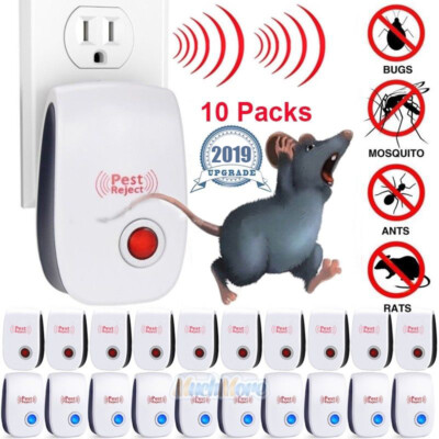 10x Electronic Ultrasonic Pest Reject Mosquito Cockroach Mouse Killer Repeller