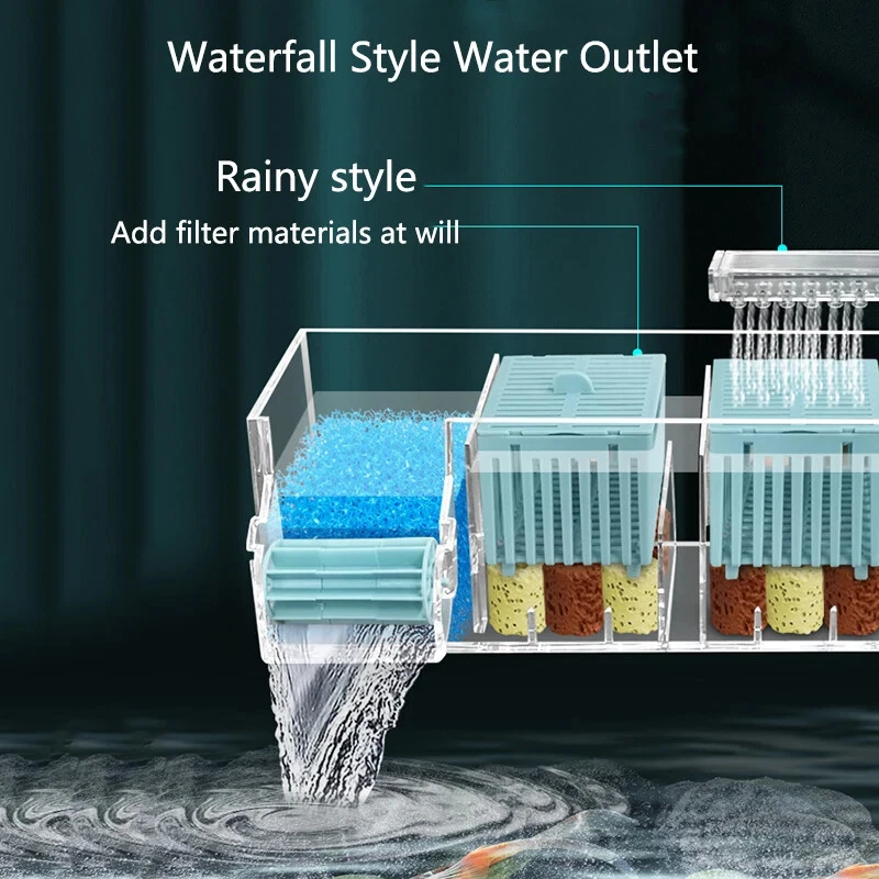 New Fish Tank Waterfall Filter Box Wall Mounted Built-in Silent Water Purifier - Image 4 of 4