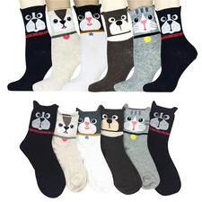 Wrapables Novelty Cats Dogs Animal Print Crew Socks (6 pack) For Kids Teenagers.