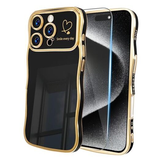 Cute Curly Wavy Black Case for iPhone 16 Pro Max