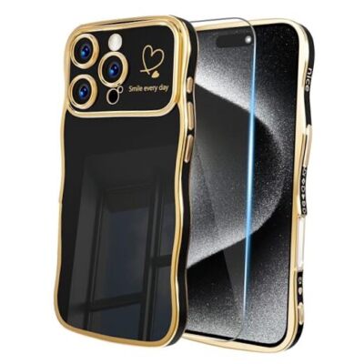  for iPhone 16 Pro Max Case, Cute Curly Wavy Case, For iPhone 16 Pro Max Black