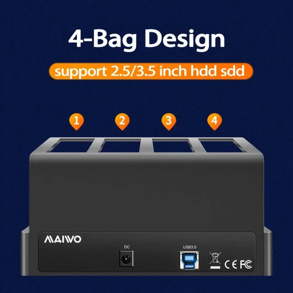 Hard Drive Enclosure Sata To USB 3.0 External Multi-Bay 3.5'' Docking Station US - Image 4 of 4