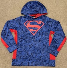 Superman Blue  Red Hoodie Bioworld DC Comics Youth Large 10/12 Comic Book EUC