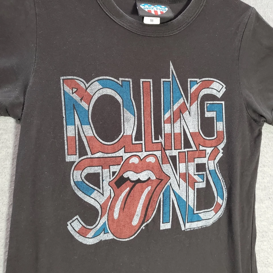 Женская футболка The Rolling Stones Junk Food средний размер черная с принтом с британским флагом - Изображение 3 из 4