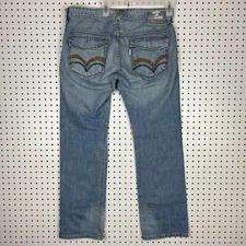 Levi's Silvertab Slim Straight Y2K Grunge Blue Jeans 34x30 Vtg 90s Flap Skate