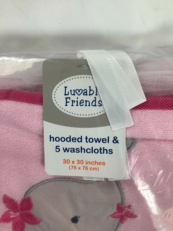 Juego de toallas y paños con capucha Baby Loveable Friends Girly Whale 5 paquetes 30x30 ¡NUEVO! Foto 4 de 4