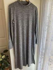 LOFT Mock Neck Sweater Dress Heather Gray Size Large Long Sleeve Stretch Midi