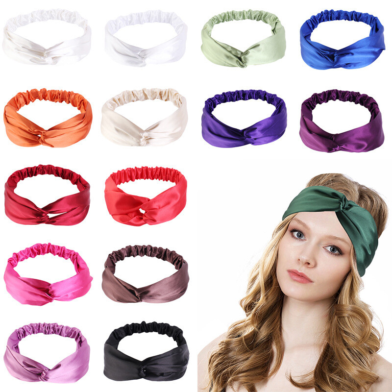 Women’s Elastic Head Wrap Twist Knot Turban Hairband in Solid Colors