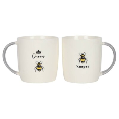 Bienenkönigin und Imker Kaffee Tee Becher Set weiß