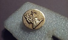 VIRGO Pin Tie-Tack Round Gold-Tone Marked/Signed Anson Karatclad 3/4" Diameter