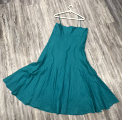 slim fit dress slacks ALLEGRA EMERALD LINEN MIDI main image 1