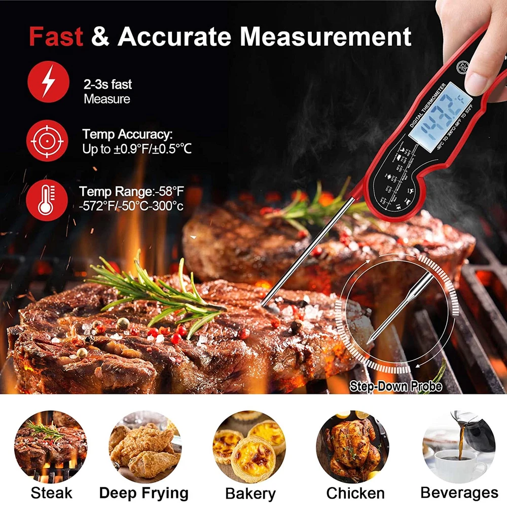 Meat Thermometer Digital Grilling and Cooking Waterproof Ultra-Fast Instant Read