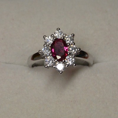 Bague Argent 925 Taille 58 Fleur Marquise Rubis Cz - Dolly-Bijoux, Neuf Avec écrin