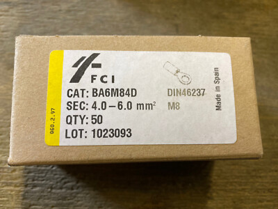 50x Ringkabelschuhe 4,0-6,0 mm² gelb Loch-Ø M8 BA6M84D DIN46237