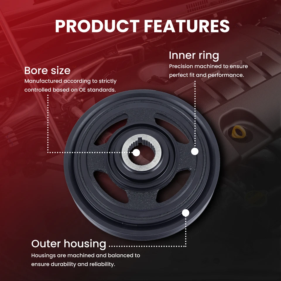 Cinturón serpentino equilibrador armónico para Acura MDX RL Honda Accord Pilot Ridgeline Foto 4 de 4