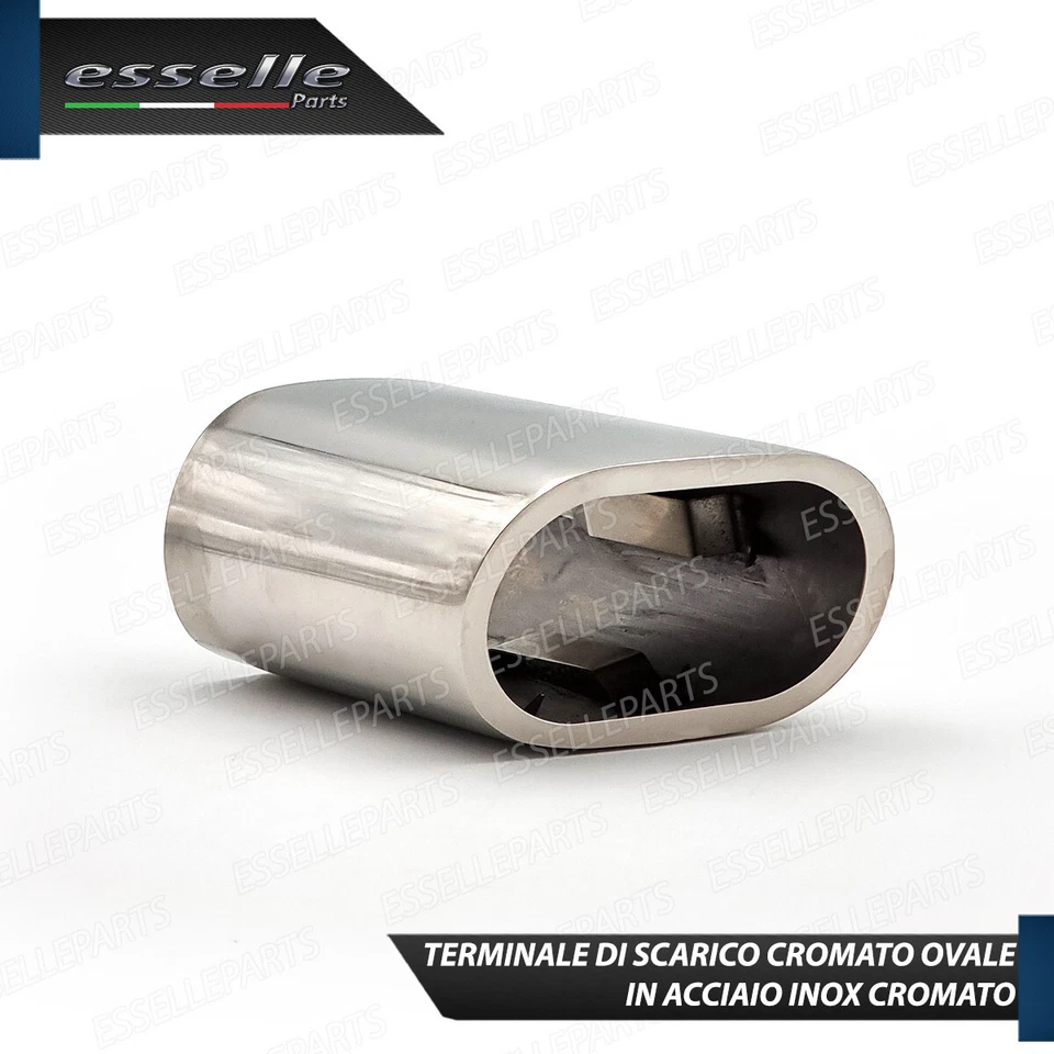 TERMINALE SCARICO CROMATO LUCIDO ACCAIO INOX BMW SERIE 1 E87 E88 E81 E82 OVALE - Immagine 3 di 4