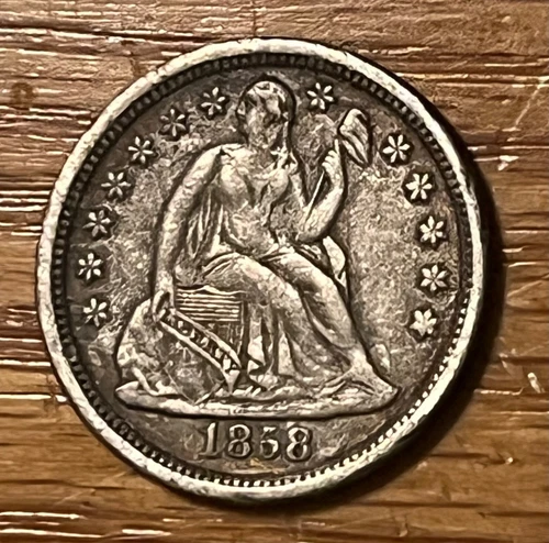 1858-o Seated Liberty Dime,  XF condition, better date