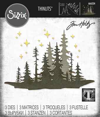 Tim Holtz ''FOREST SHADOWS'' Trees Sizzix Thinlits Cutting Dies Holiday 2023