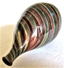 Vin~Mini~VENETIAN~Hand Blown~SWIRL~Vase~SIGNED~Earth Tones~IRIDESCENT~Multicolor
