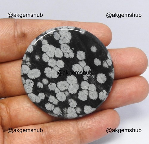 93.00 Cts Natural Snowflake Gemstone Pendant Making Round Cabochon 43x43x6 mm - Picture 3 of 8
