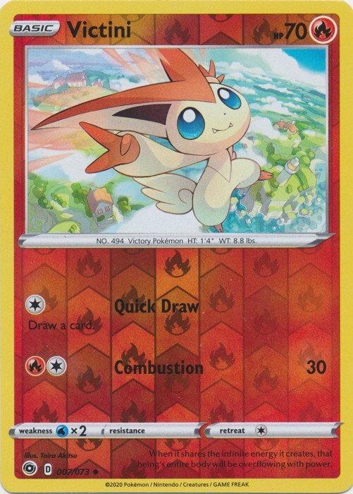 Reverse Holo Victini 7/73 Uncommon Champion's Path Pokemon TCG