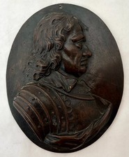 Oliver Cromwell, Lord Protector, Bronze Portrait Profile Bust.