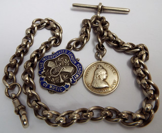 BEAUTIFUL HEAVY RARE FANCY LINK ANTIQUE 1894 STERLING SILVER ALBERT WATCH CHAIN