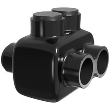 2 Port Dual Side Entry Insulated Connector, 250-6 AWG, Black, Pre-Filled, Hex