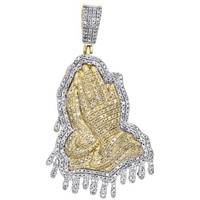 10K Gelbgold Diamant AnhäNger GebetshäNde Drip Charm, 0,96 Ct
